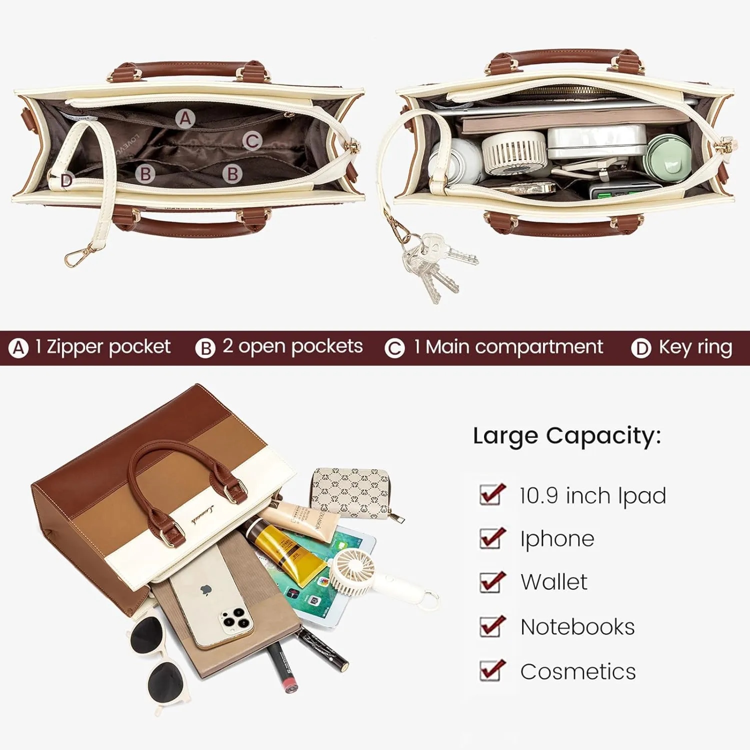 LOVEVOOK Purses for Women, Fashion Handbags for Women, Tote Bag PU Leather Shoulder Bag Top Handle Satchel for Lady