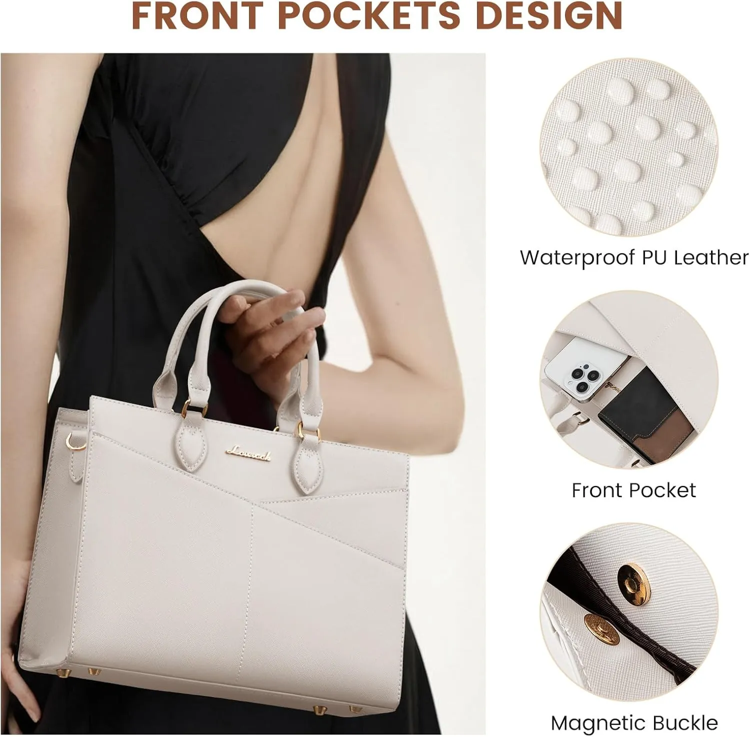 LOVEVOOK Purses for Women,Satchel Handbags Tote Bag, Black Pu Leather Shoulder Crossbody Top Handle Purse with Zipper