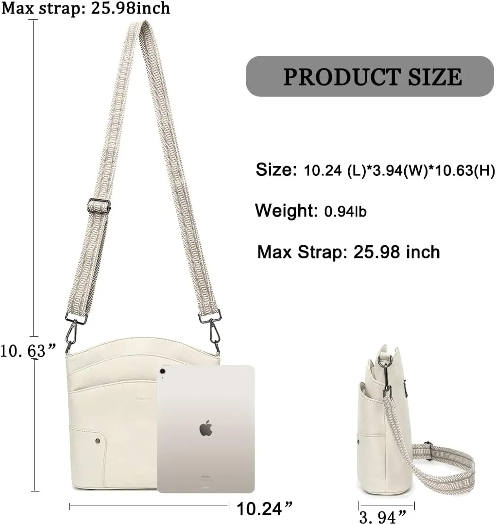 LOXOMU Crossbody Bags for Women, Medium Vegan Leather Crossbody Purses Shoulder Handbags with Multi-Pockets for Travel