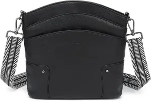LOXOMU Crossbody Bags for Women, Medium Vegan Leather Crossbody Purses Shoulder Handbags with Multi-Pockets for Travel