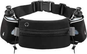 Luckit Hydration Running Belt with 2 Water Bottles(2 x 300ML), Reflective Running Waist Bag Bum Bag Adjustable Sports Waist Pouch for Marathon Running Hiking Camping Cycling Jogging