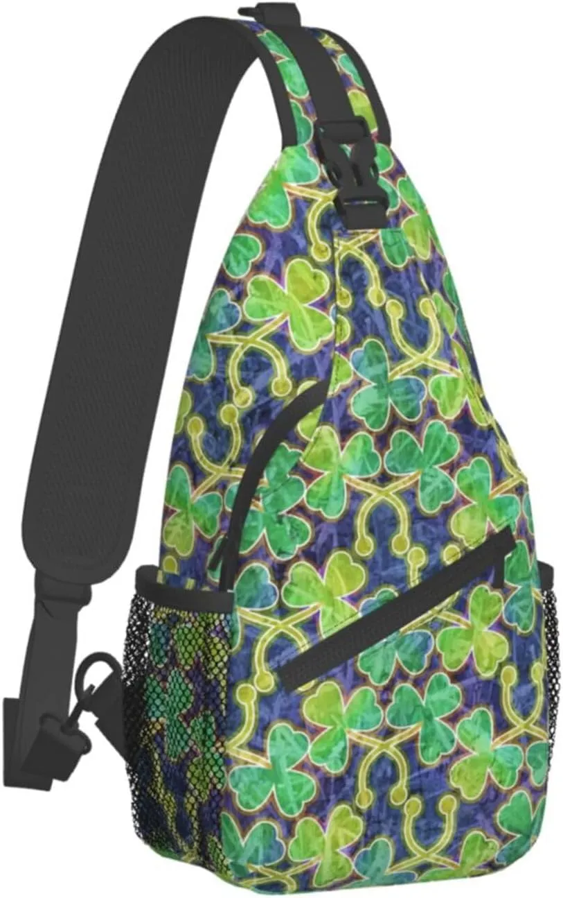 Lucky Shamrocks St. Patrick's Day Crossbody Sling Backpack Travel Daypack For Men Women Shoulder Bag