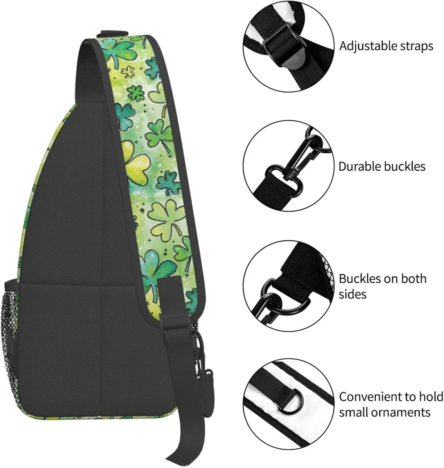 Lucky Shamrocks St. Patrick's Day Crossbody Sling Backpack Travel Daypack For Men Women Shoulder Bag