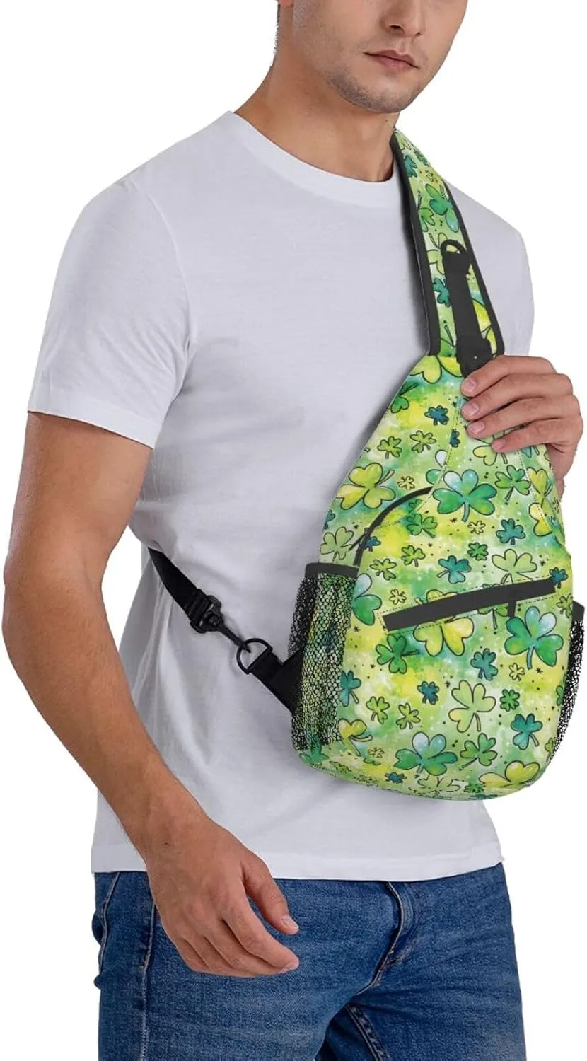 Lucky Shamrocks St. Patrick's Day Crossbody Sling Backpack Travel Daypack For Men Women Shoulder Bag