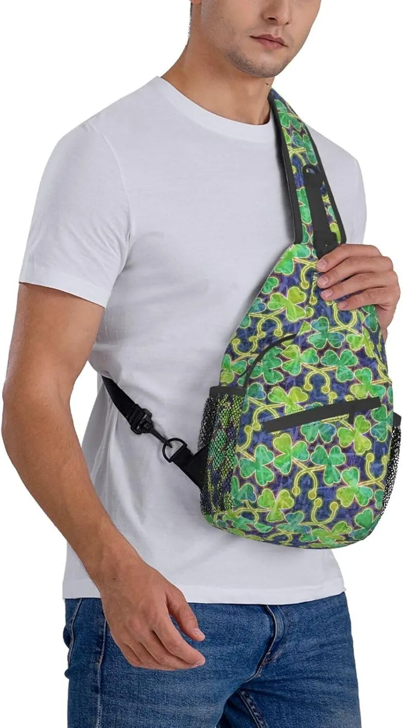 Lucky Shamrocks St. Patrick's Day Crossbody Sling Backpack Travel Daypack For Men Women Shoulder Bag