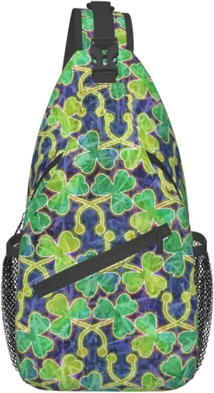 Lucky Shamrocks St. Patrick's Day Crossbody Sling Backpack Travel Daypack For Men Women Shoulder Bag