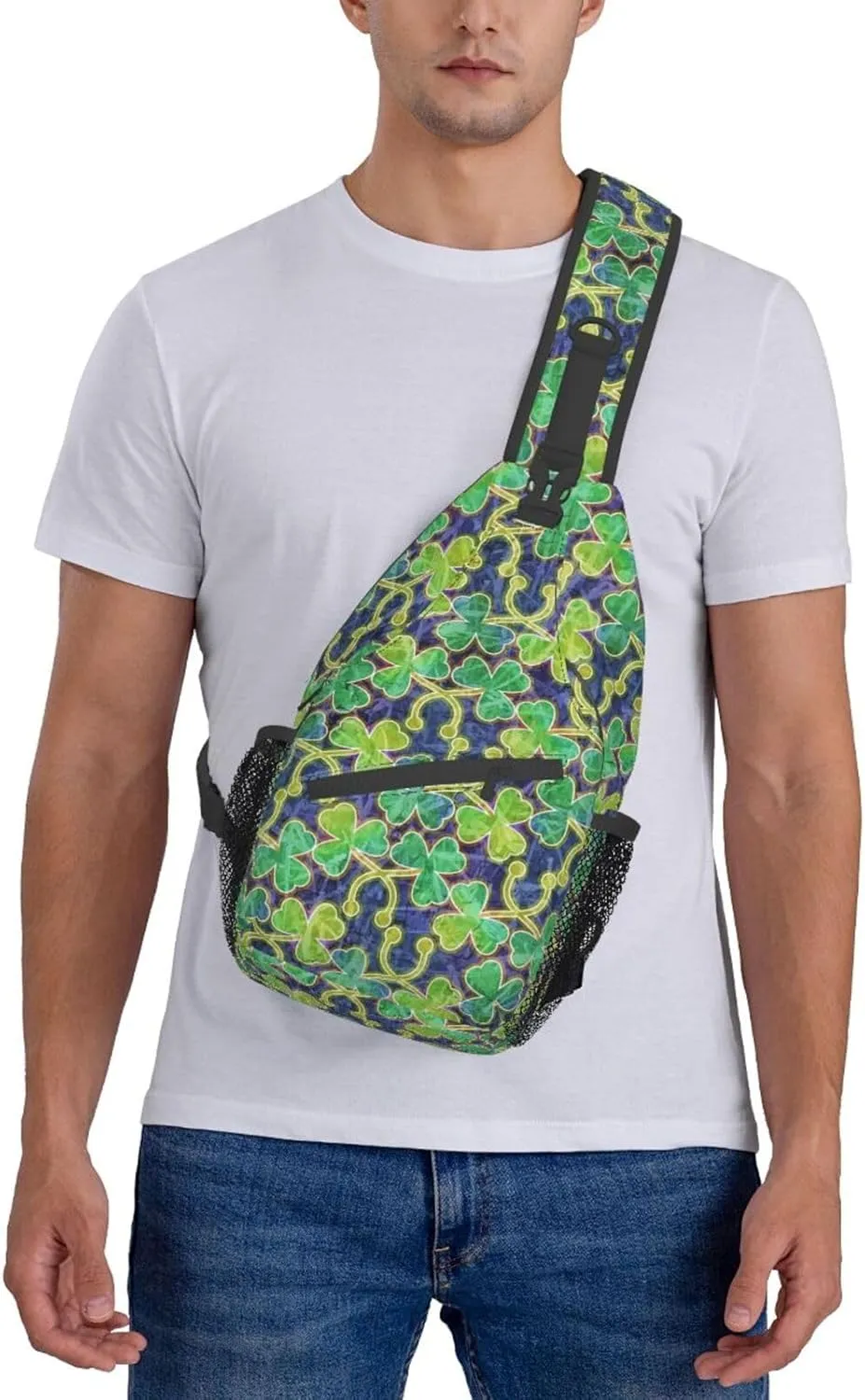 Lucky Shamrocks St. Patrick's Day Crossbody Sling Backpack Travel Daypack For Men Women Shoulder Bag
