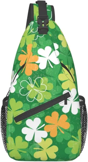 Lucky Shamrocks St. Patrick's Day Crossbody Sling Backpack Travel Daypack For Men Women Shoulder Bag