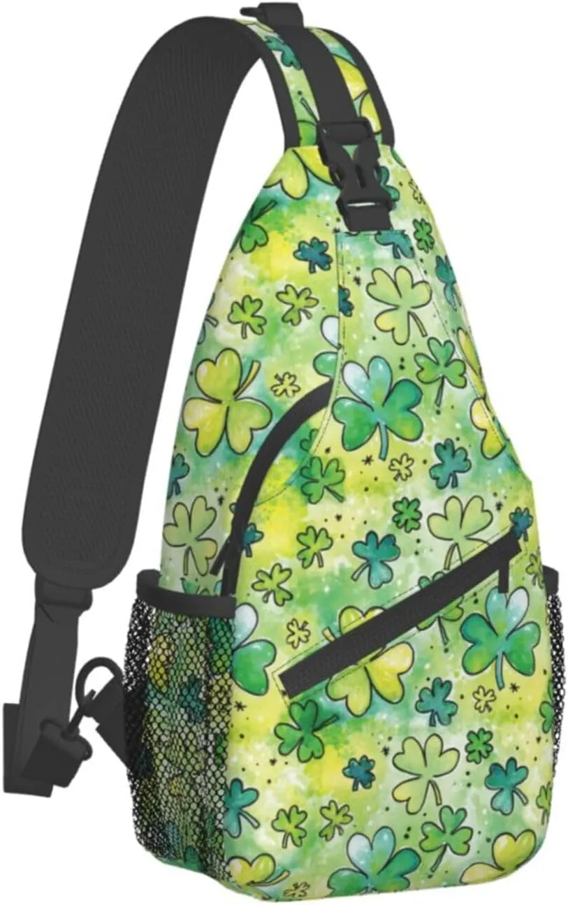 Lucky Shamrocks St. Patrick's Day Crossbody Sling Backpack Travel Daypack For Men Women Shoulder Bag