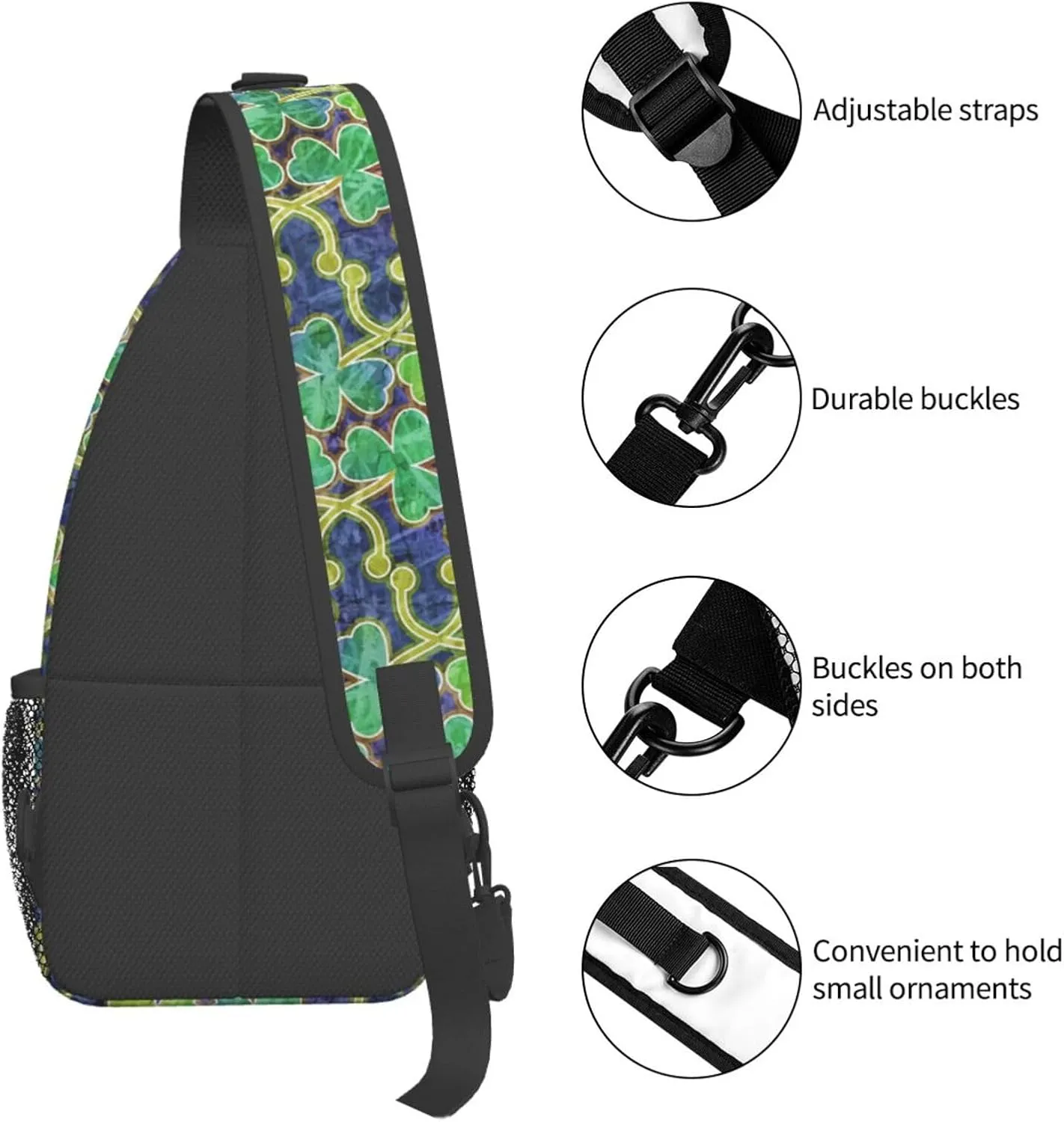 Lucky Shamrocks St. Patrick's Day Crossbody Sling Backpack Travel Daypack For Men Women Shoulder Bag