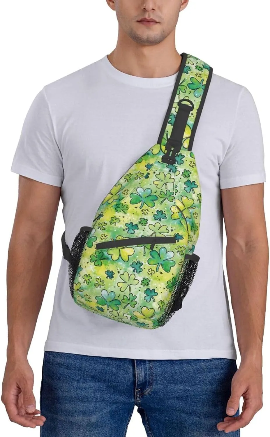 Lucky Shamrocks St. Patrick's Day Crossbody Sling Backpack Travel Daypack For Men Women Shoulder Bag