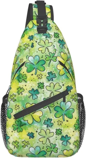 Lucky Shamrocks St. Patrick's Day Crossbody Sling Backpack Travel Daypack For Men Women Shoulder Bag