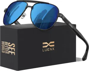 LUENX Aviator Sunglasses for Men Polarized Trendy Shades Driving UV 400 Protection
