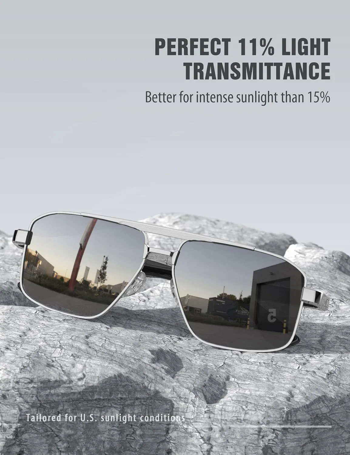 LUENX Aviator Sunglasses for Men Retro Square Polarized Polygon Shades UV 400 Protection