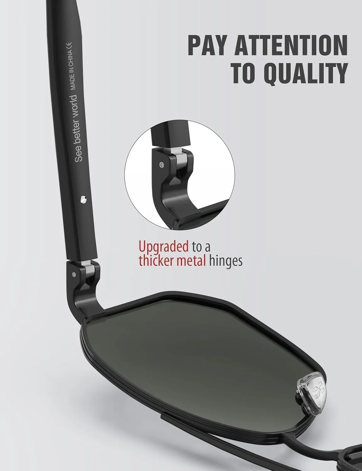 LUENX Aviator Sunglasses for Men Square Polarized Polygon Lens - UV 400 Protection with Accessories 61MM Driving Outdoor