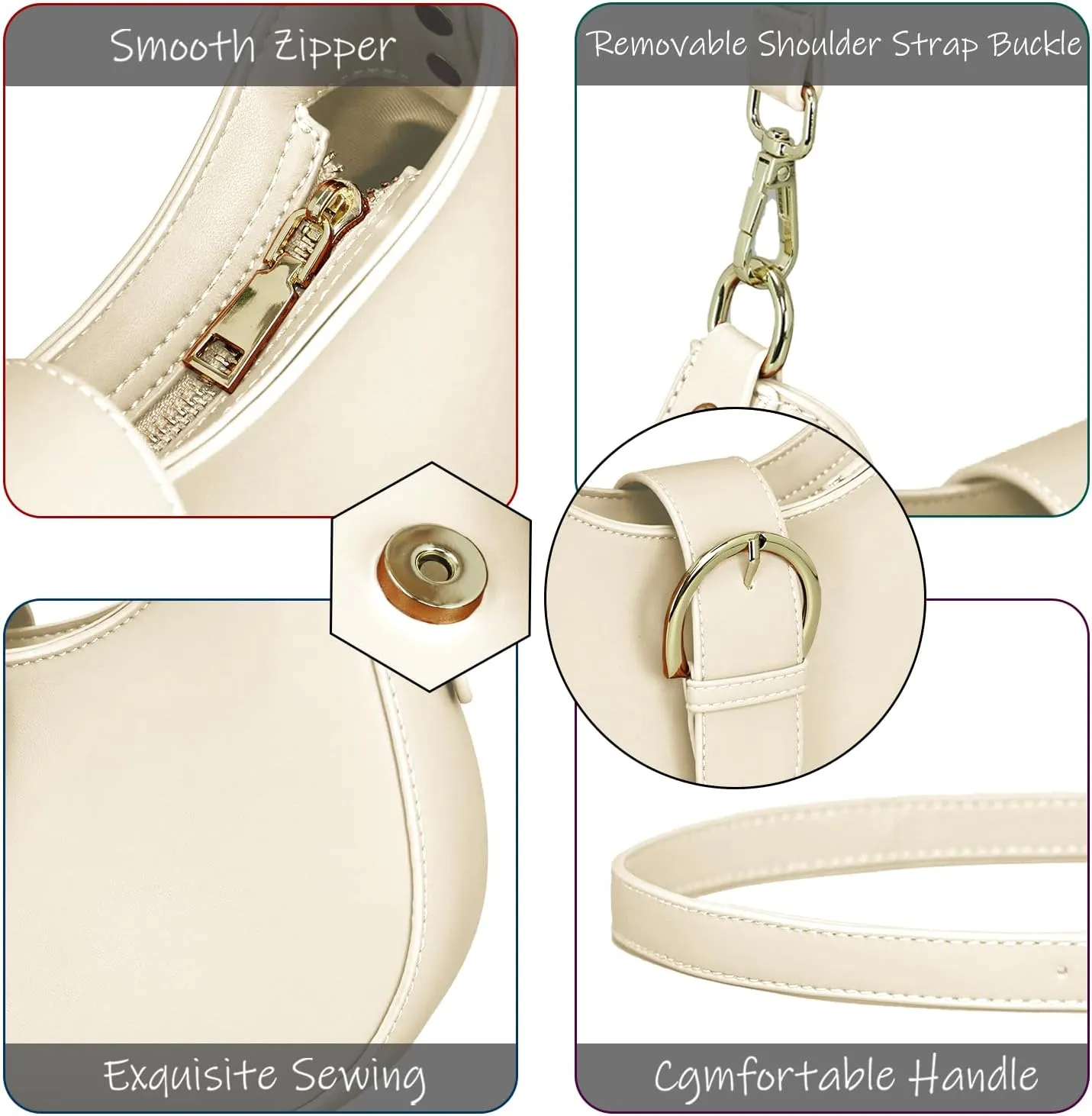 Luna Crossbody Bag for Women Small Crescent Shoulder Purse with Adjustable Strap Cute Mini Handbags for Going Out
