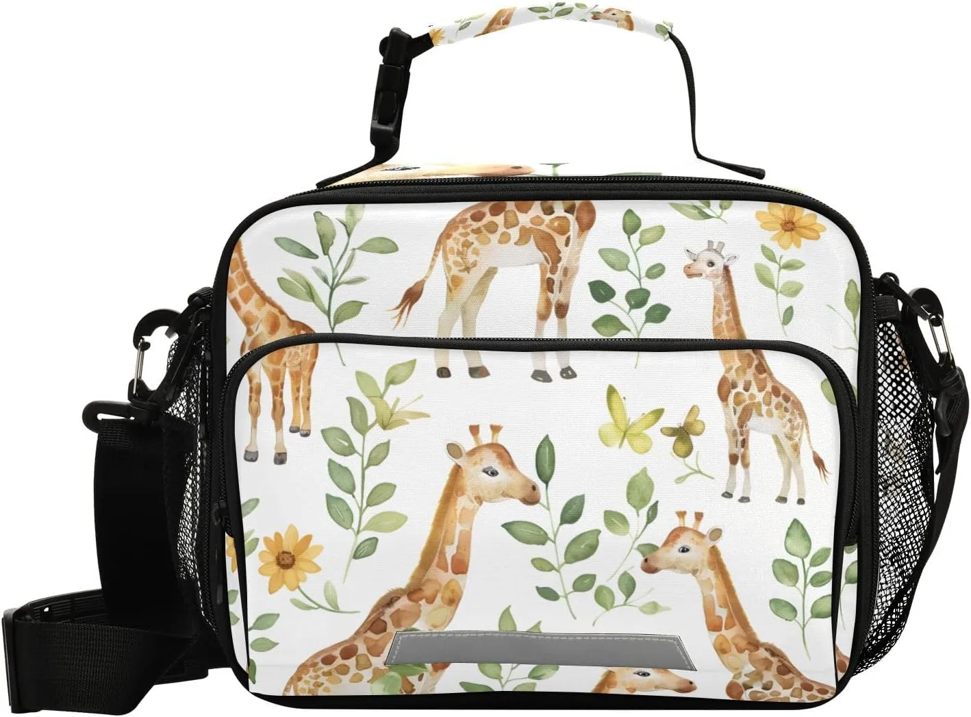Lunch Bags Boxes Insulated Small Boys Girls Cooler Kids Giraffis Herbaceous for School Student with Shoulder Strap Water-Resistant
