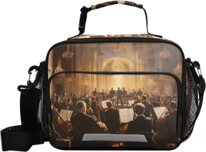 Lunch Bags Boxes Insulated Small Boys Girls Cooler Kids Symphony Orchestra 1 for School Student with Shoulder Strap Water-Resistant