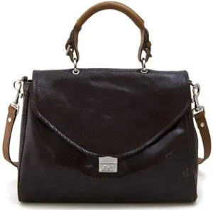 Lush Leather Structured Snakeskin Bow Lock Satchel
