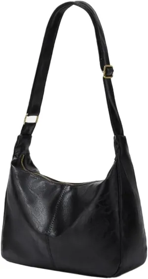Lushandy Shoulder Bag for Women, Soft PU Leather Crossbody Purse Brown Slouchy Hobo Bag Vintage Tote Bag