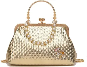 Luxury Women French Minority Shoulder Bags Crossbody Bags Fashion Pearl Chain Shell Clip Small Handbag Eveing Clutch