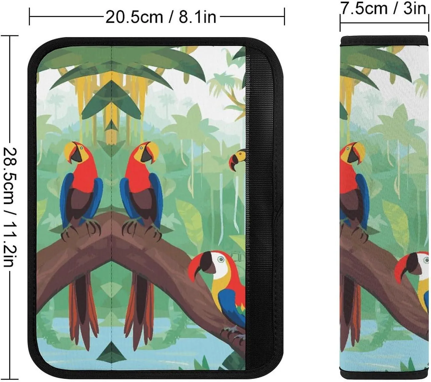 Macaw And Toucan Perching of American Rainforests Auto Seat Belt Cover 1PCS Universal Car Seat Belt Shoulder Protector Pad, Protect Your Shoulders And Neck for Car Seat Belt, Shoulder Bag, Backpack