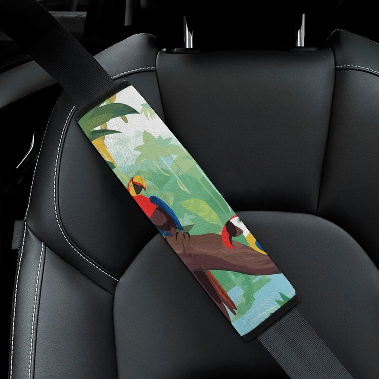 Macaw And Toucan Perching of American Rainforests Auto Seat Belt Cover 1PCS Universal Car Seat Belt Shoulder Protector Pad, Protect Your Shoulders And Neck for Car Seat Belt, Shoulder Bag, Backpack