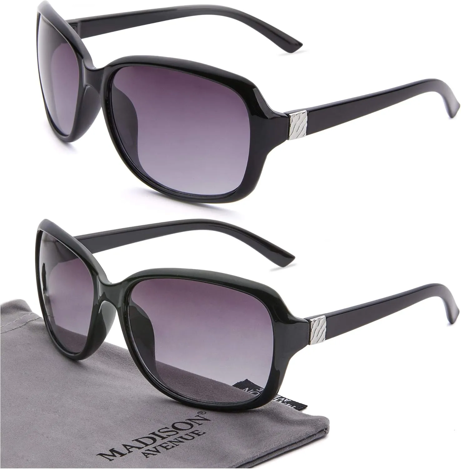 Madison Avenue 2 Pack Classic Vintage Sunglasses for Women Men,Fashion Sun Shades Glasses with UV400 Protection