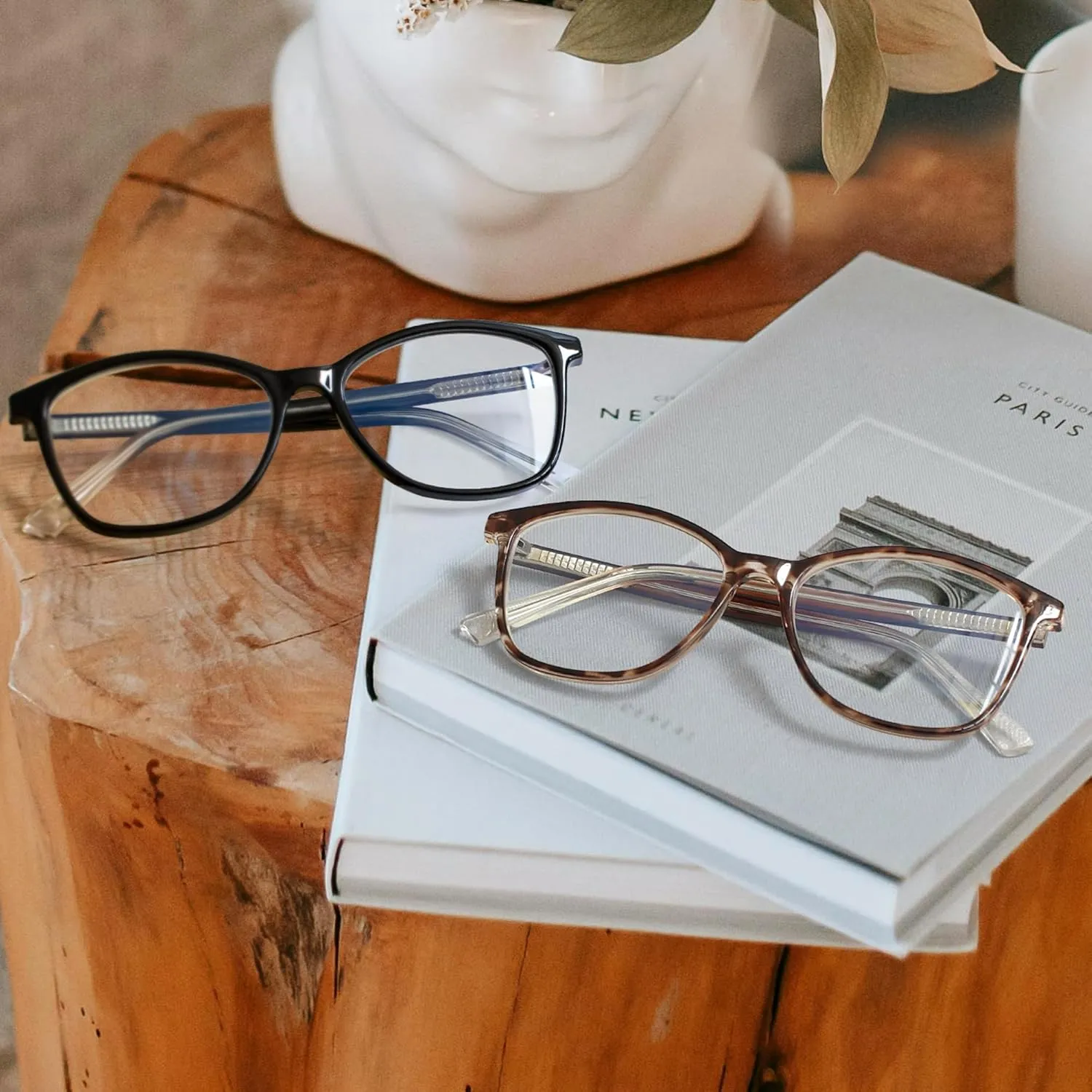 Madison Avenue Square Vintage TR90 Blue Light Blocking Reading Glasses for Women, Anti Glare/Eyestrain Computer Readers Black/Tortoise  1.0