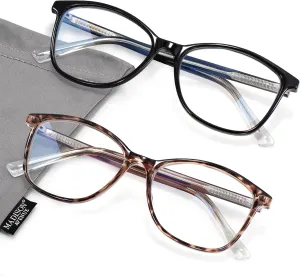 Madison Avenue Square Vintage TR90 Blue Light Blocking Reading Glasses for Women, Anti Glare/Eyestrain Computer Readers Black/Tortoise  1.0
