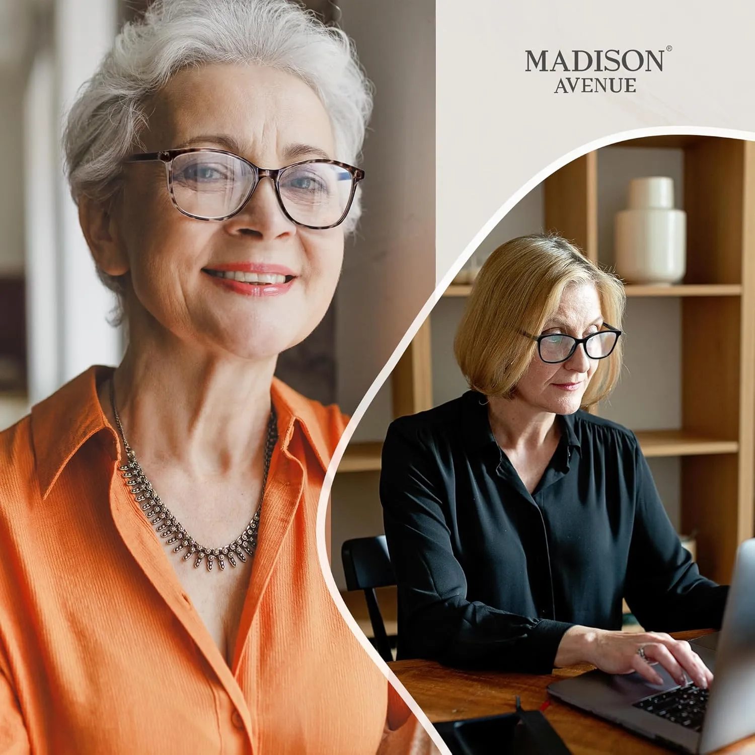 Madison Avenue Square Vintage TR90 Blue Light Blocking Reading Glasses for Women, Anti Glare/Eyestrain Computer Readers Black/Tortoise  1.0