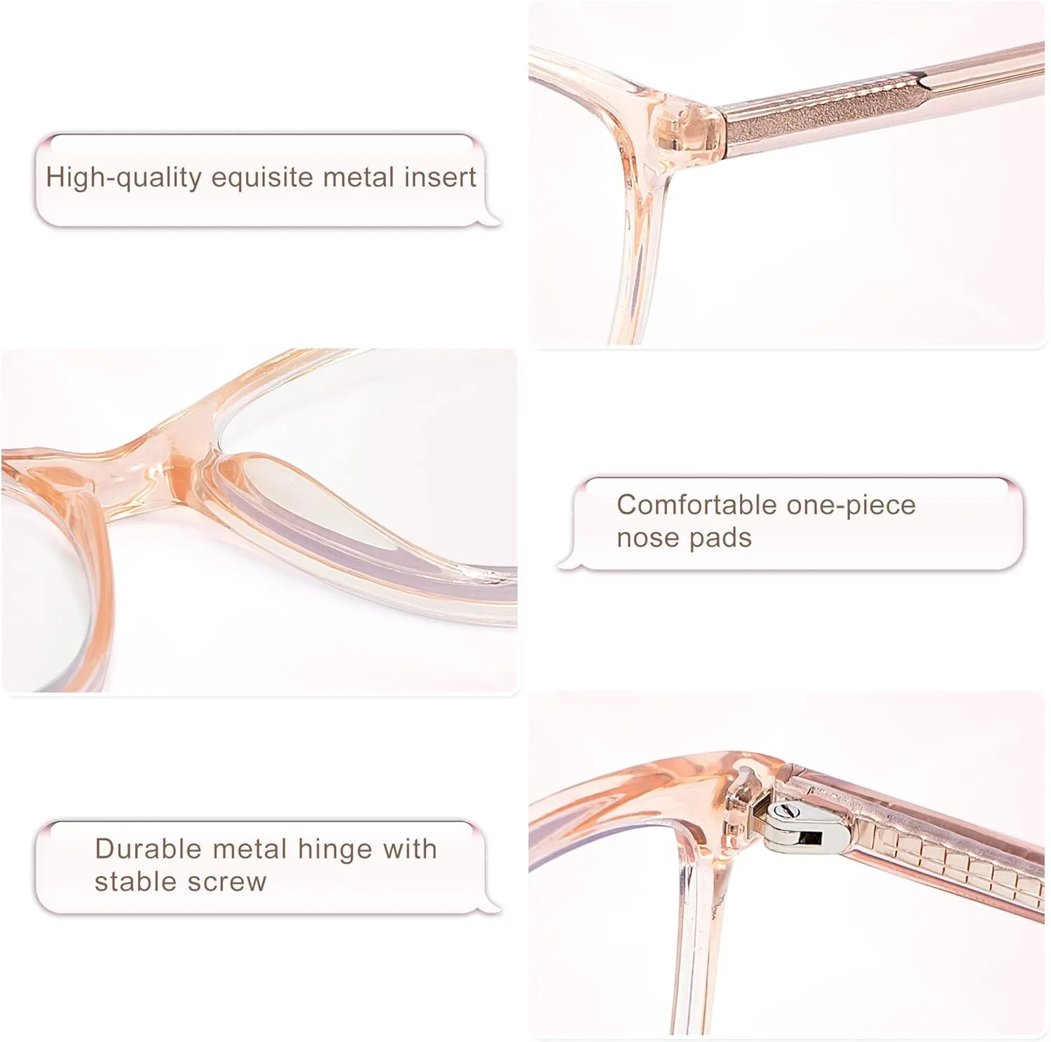 Madison Avenue Square Vintage TR90 Blue Light Blocking Reading Glasses for Women with Case, Anti Glare/Eyestrain Computer Readers Transparent Brown 1.0