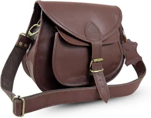 Madosh, Briefcase Style Crossbody Bag Women's Shoulder Genuine Leather Brown Handmade Side Ladies Purse