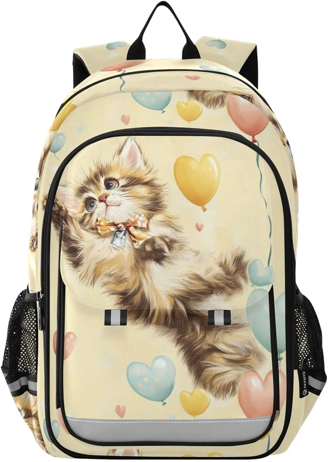 Maine Cat Blossom Backpack for Boys Girls Elementary School Bag Kids Bookbag Travel Rucksack With Reflective Stripes