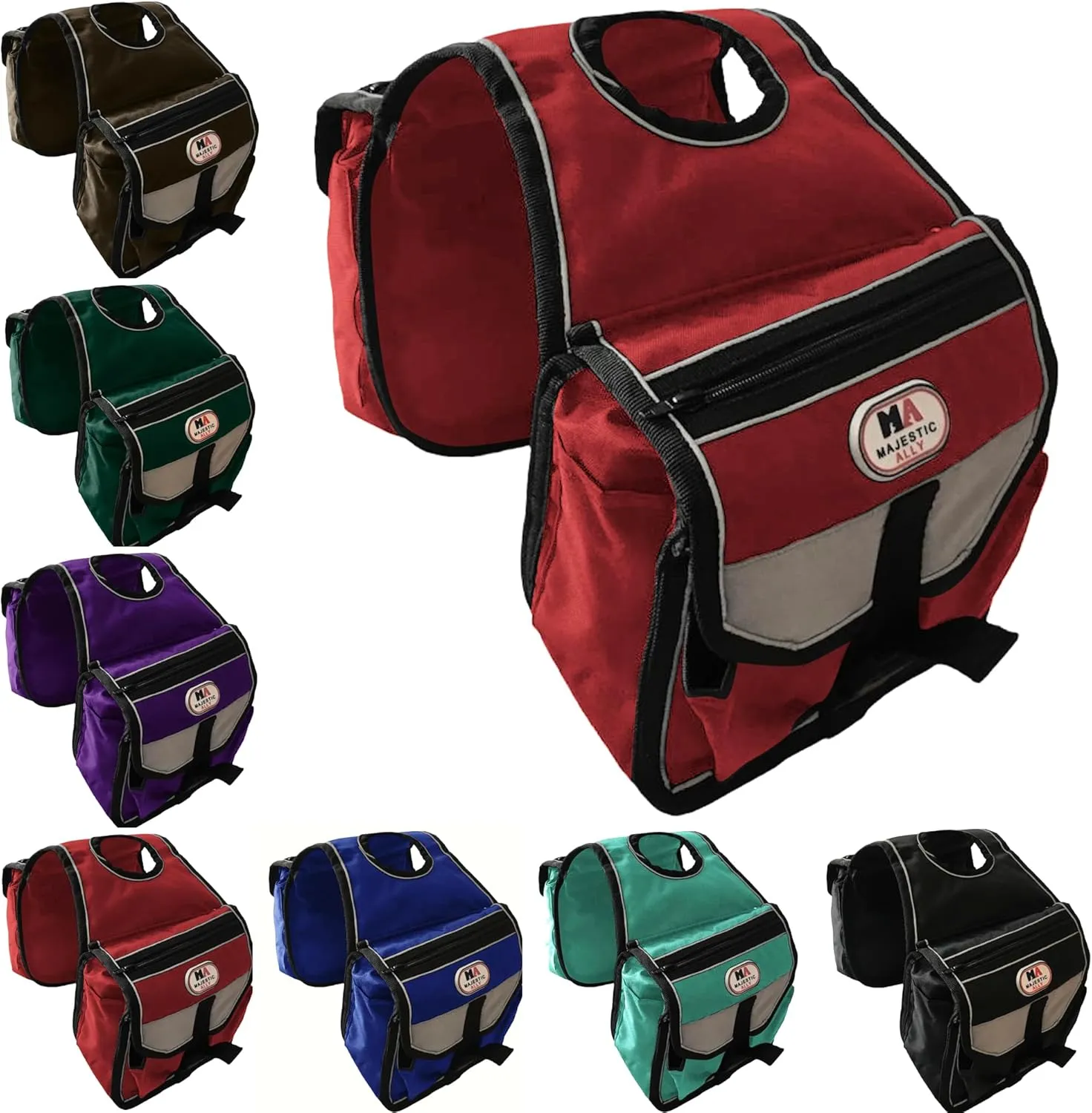 Majestic Ally Horn Bag, Nylon Insulated Padded Reflective Pockets,Two Water Bottle, Camera/Cell Phone Pocket, Horn Bag (Red)