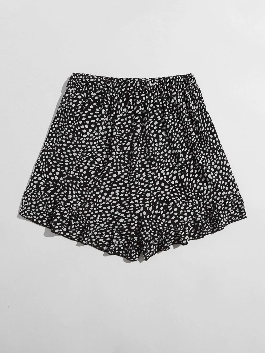 MakeMeChic Women's Boho Floral Print Elastic Waist Ruffle Wrap Tie Skorts Skirt Skorts