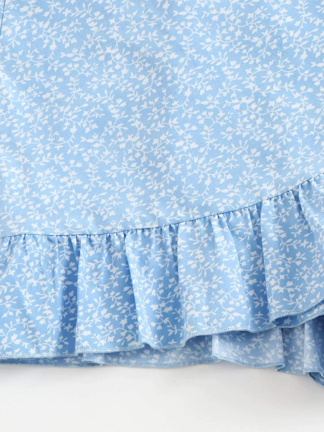 MakeMeChic Women's Boho Floral Print Elastic Waist Ruffle Wrap Tie Skorts Skirt Skorts