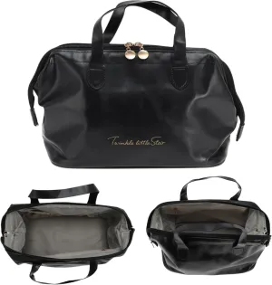 Makeup Bag, Large Capacity PU Travel Cosmetic Bag for Women, Toiletry Bag, Waterproof and Durable Make Up Bag with Multiple Compartments, Black