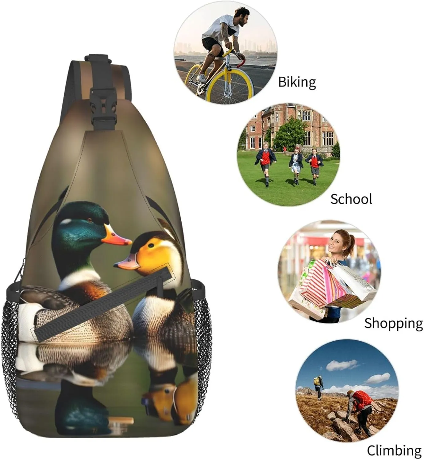Mallard Ducks High Storage Capacity Chest Bag Diagonally Sling Backpack Crossbody Shoulder Bag For Men Women