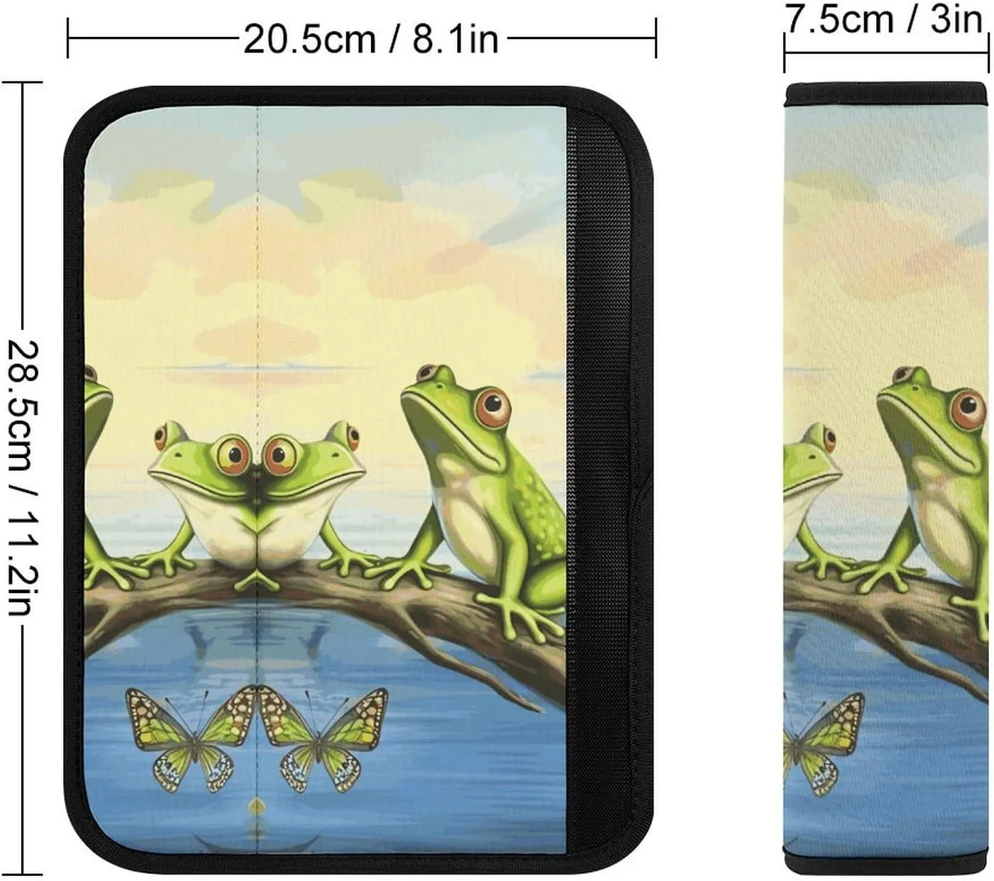 Many Frogs Sing on The Branches Summer Butterflies Lake Water Auto Seat Belt Cover 1PCS Universal Car Seat Belt Shoulder Protector Pad, Protect Your Shoulders And Neck for Car Seat Belt, Shoulder Bag,