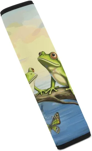 Many Frogs Sing on The Branches Summer Butterflies Lake Water Auto Seat Belt Cover 1PCS Universal Car Seat Belt Shoulder Protector Pad, Protect Your Shoulders And Neck for Car Seat Belt, Shoulder Bag,