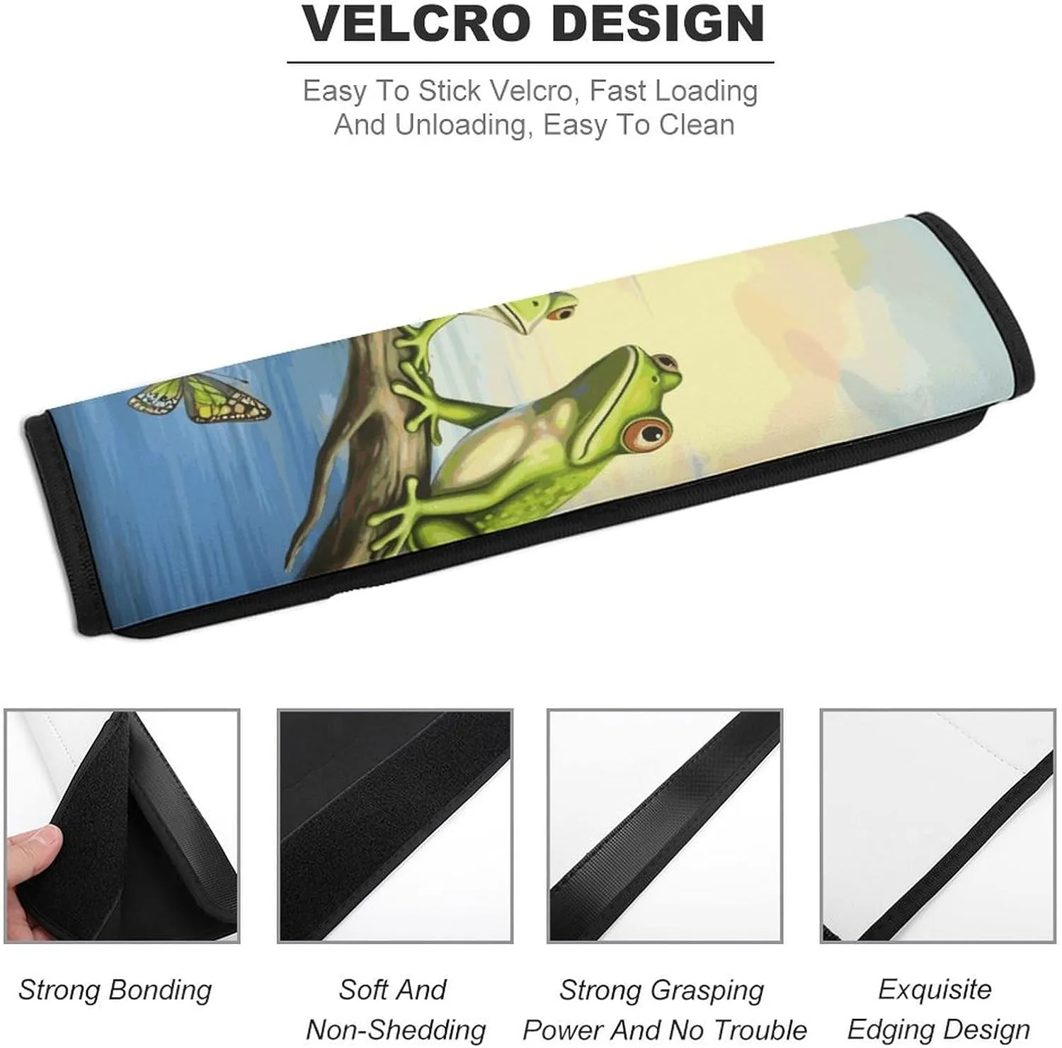 Many Frogs Sing on The Branches Summer Butterflies Lake Water Auto Seat Belt Cover 1PCS Universal Car Seat Belt Shoulder Protector Pad, Protect Your Shoulders And Neck for Car Seat Belt, Shoulder Bag,