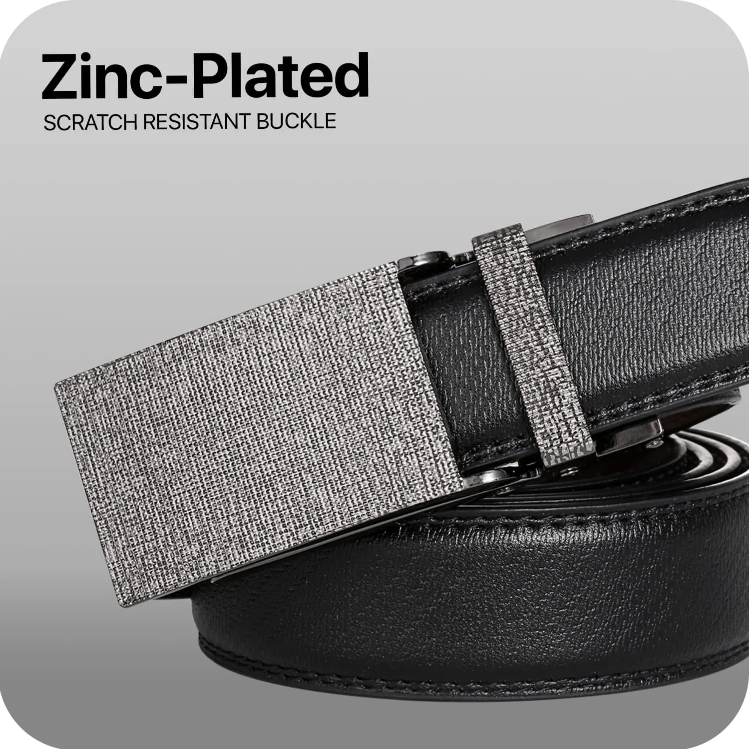Marino Avenue Ratchet Belt for Men. Adjustable Leather Dress Belt with 38 Easy to Click Into Place Ratchet Closures.