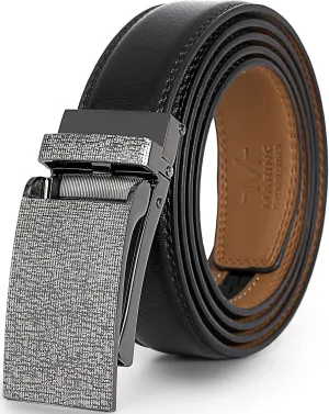Marino Avenue Ratchet Belt for Men. Adjustable Leather Dress Belt with 38 Easy to Click Into Place Ratchet Closures.
