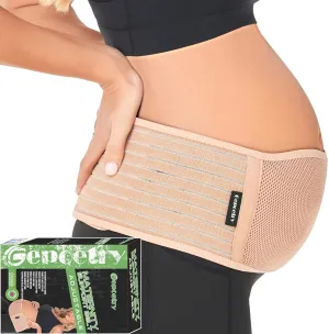 Maternity Belly Band for Pregnant Women | Pregnancy Belly Support Band for Abdomen, Pelvic, Waist, & Back Pain | Adjustable Maternity Belt | For All Stages of Pregnancy & Postpartum (Beige)