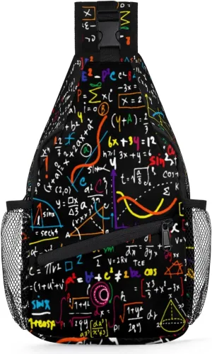 Math Geometrical Sling Backpack Chest Bag Crossbody Shoulder Bag, Science Education Gym Cycling Travel Hiking Daypack for Women Men