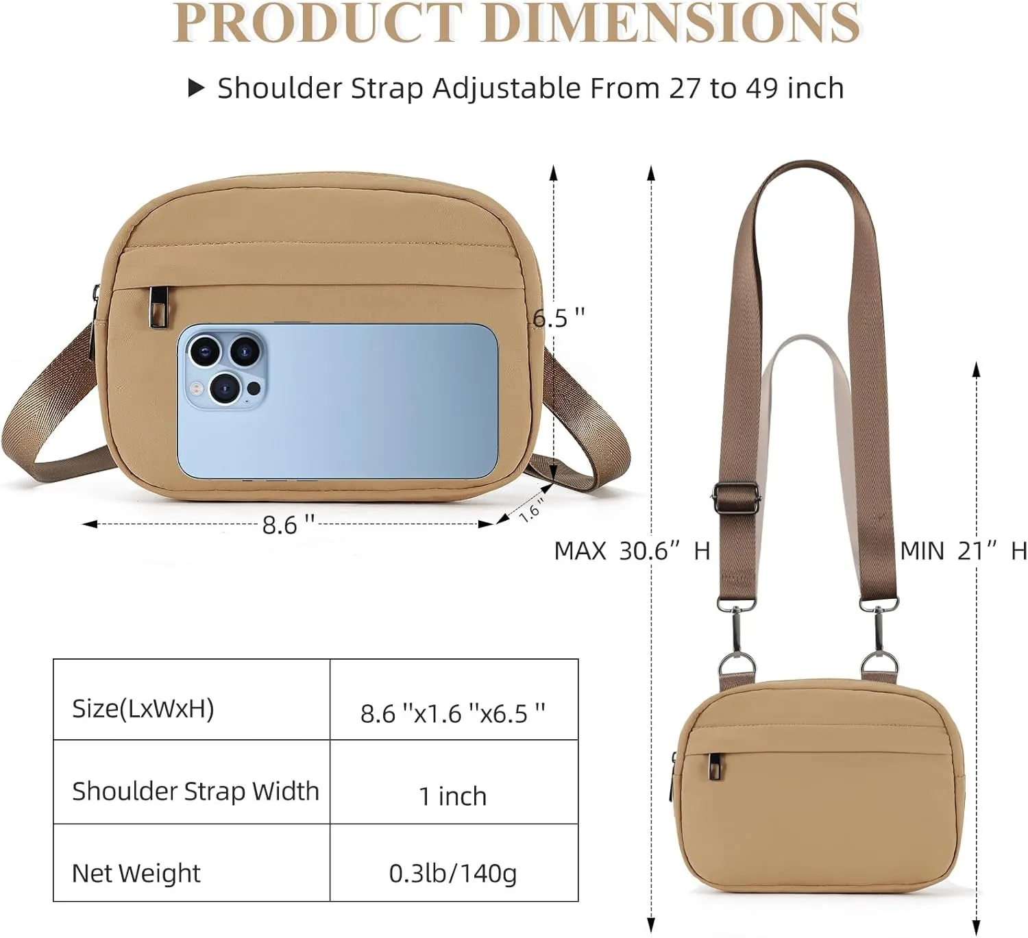 MAXTOP Small Crossbody Bags for Women Belt Bag Fanny Pack with Adjustable Strap