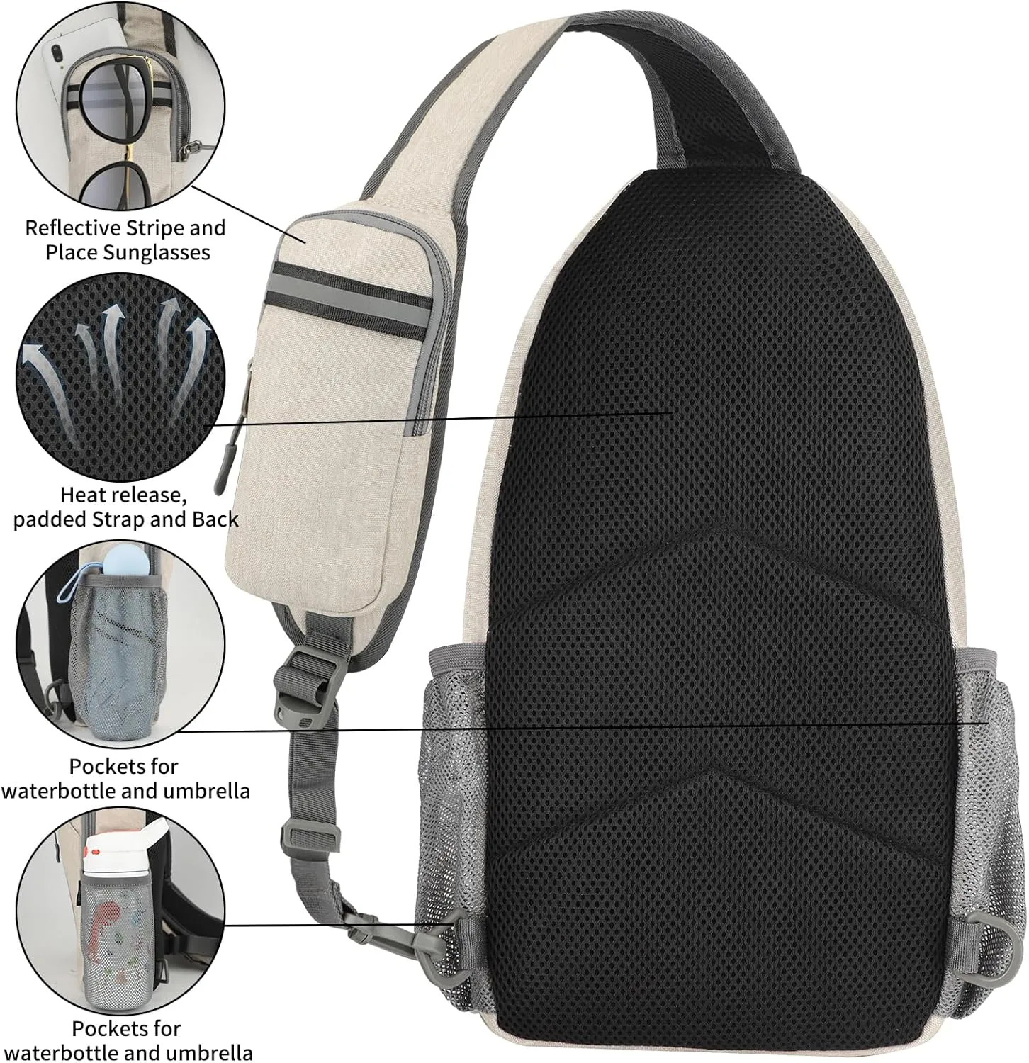 MAYLISACC Sling Backpack, Crossbody Sling Bag, Lightweight Shoulder backpack, Chest bag, Hiking Daybag