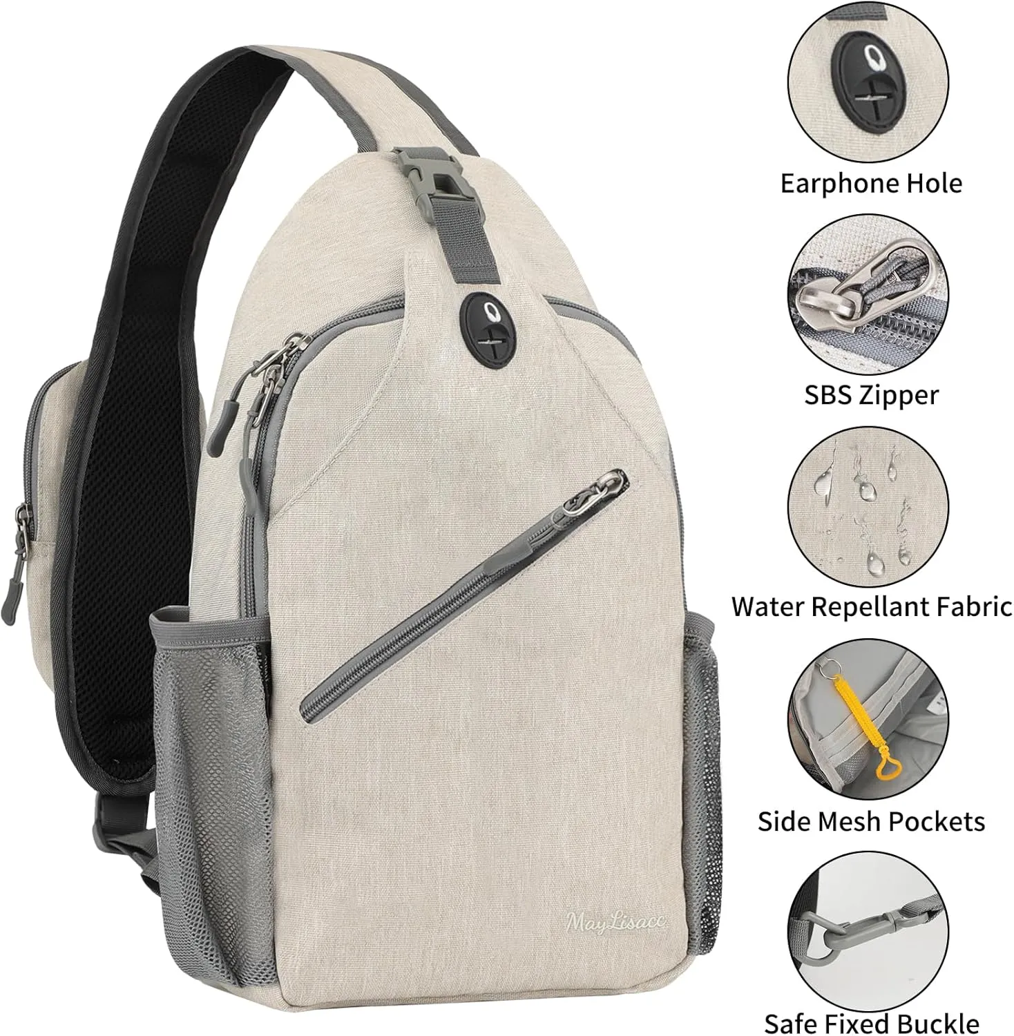 MAYLISACC Sling Backpack, Crossbody Sling Bag, Lightweight Shoulder backpack, Chest bag, Hiking Daybag