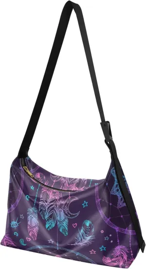 MCHIVER American Indian Boho Hobo Shoulder Bag for Women Men PU Leather Crossbody Bag Slouchy Tote Handbags for Shopping Working Traveling
